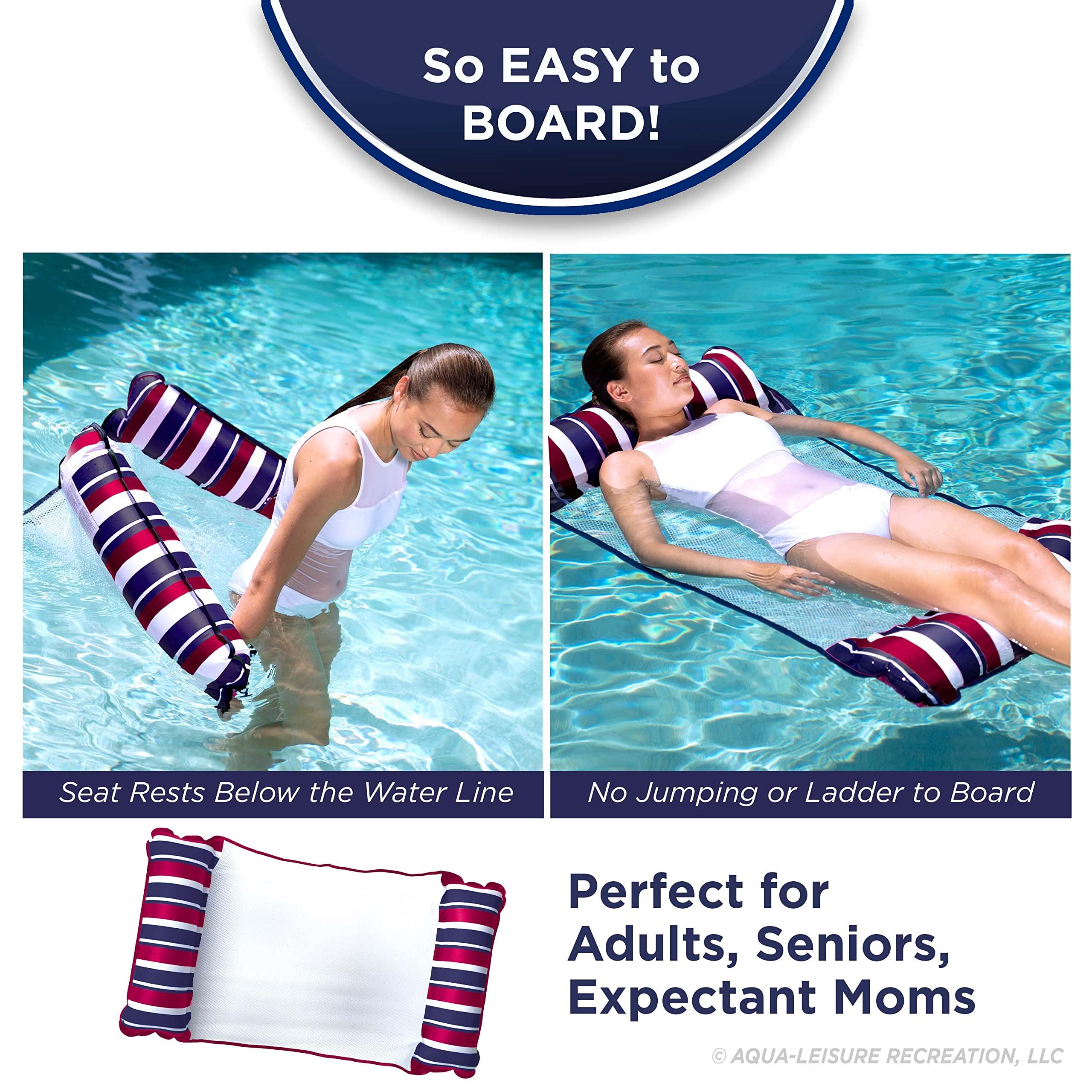 Aqua LEISURE Aqua Original 4-in-1 Monterey Hammock Pool Float & Water Hammock Multi-Purpose, Inflatable Pool Floats for Adults Patented Thick, Non-Stick PVC Material