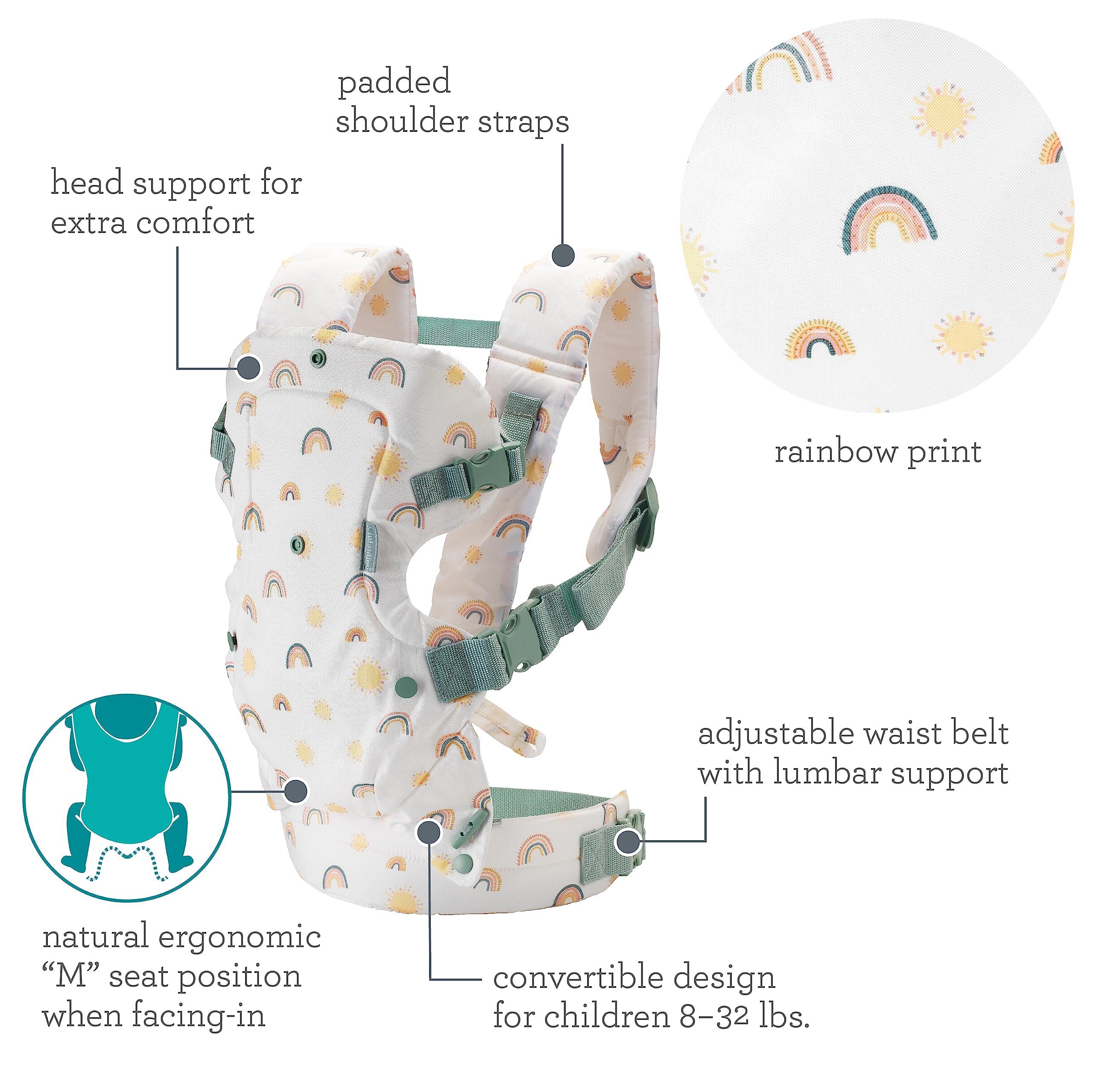 Infantino Infantino Flip Advanced 4-in-1 Carrier - Ergonomic, Convertible, face-in and face-Out Front and Back Carry for Newborns and Older Babies 8-32 lbs, Rainbow