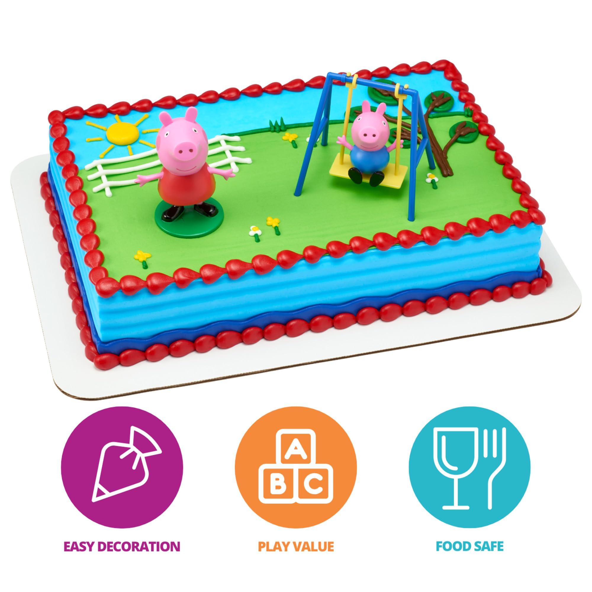 DecoPac Decopac Peppa Pig Swing Set DecoSet Cake Decoration Topper Pink, 3.2\" x 1.8\"