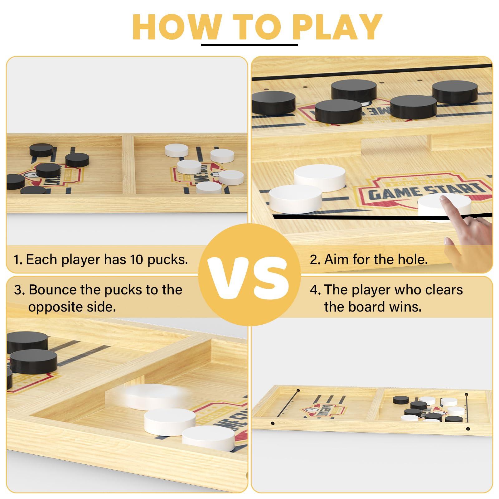Hailey&Elijah Exciting Fast Sling Puck Game, Crash Bash Board Game, Table Top Hockey Game, Football Slingshot Game, Wooden Hockey Game, Rapid Sling Table Battle Speed String Puck Game