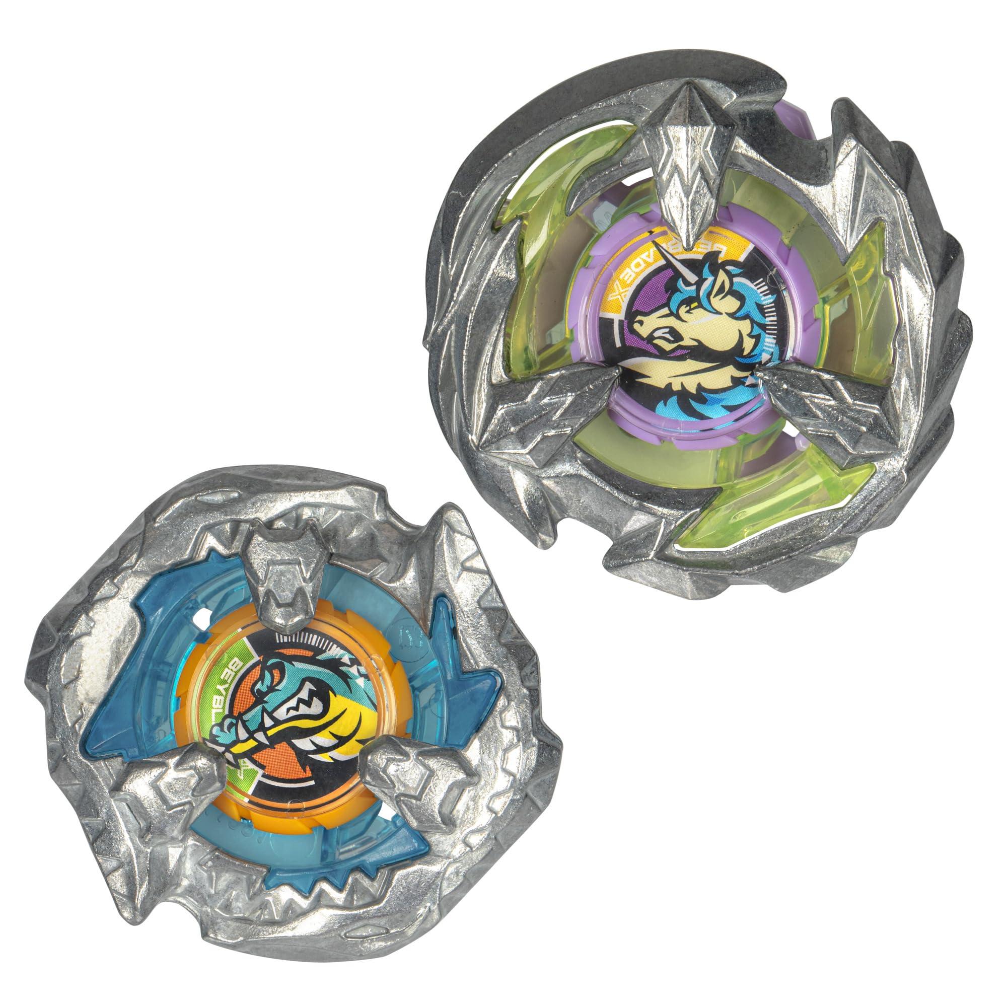 Beyblade Beyblade X Bite Croc 3-60LF and Sting Unicorn 4-60P Dual Pack Set with 2 Right-Spinning Tops; Battling Top Toys for 8 Year Old Boys and Girls