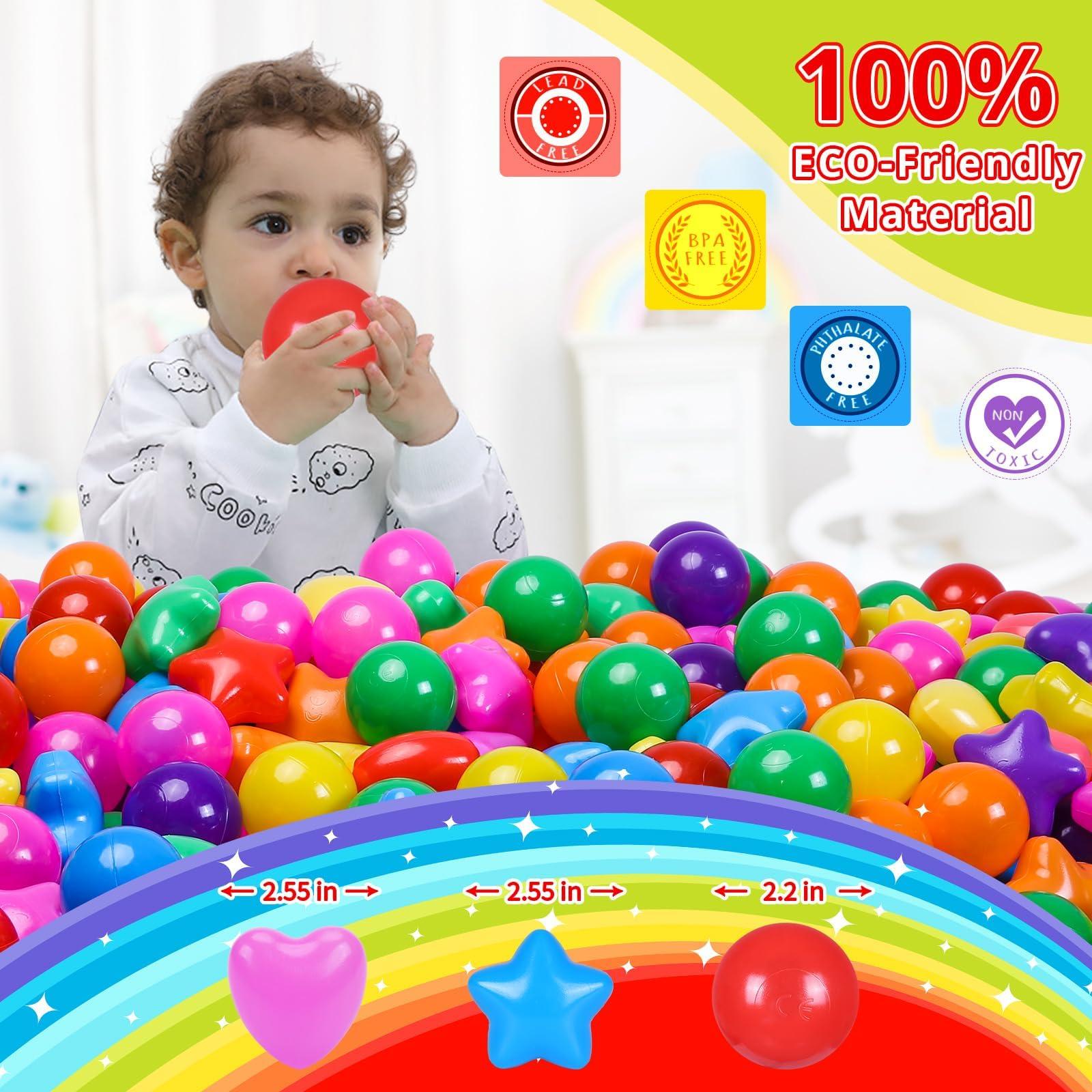 STARBOLO STARBOLO Star Ball Pit Balls for Toddlers -100pcs Phthalate Free BPA Free Crush Proof Play Toy Balls Play Tent Pool Playhouse Playpen Party Decoration.