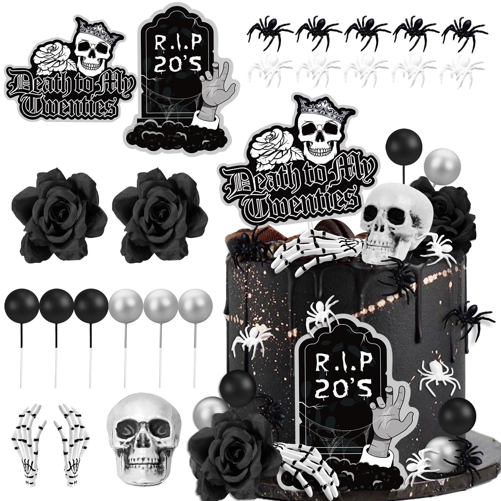 TSVATE Death to My 20s Cake Topper, 30th Birthday Cake Topper, Rip to My 20s Cake Topper Funeral Black Cake Decorations, Death to My 20s Decorations 30th birthday Decorations for Her Him Dirty 30 Cake Topper