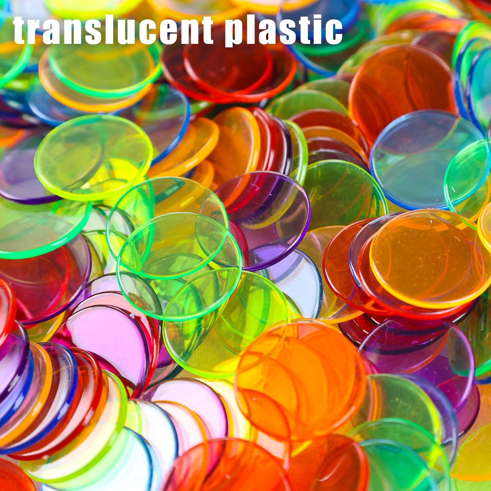 MCPINKY MCPINKY 900 Pieces 3/4 inch Transparent 6 Color Bingo Counting Chips for Bingo Game Party, Game Night, Classroom, Educational Activities las Vegas