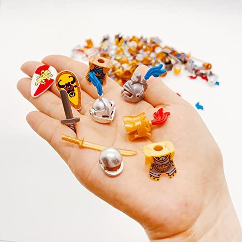 MIUTRUE MIUTRUE Medieval Knight Weapons Pack Accessories Set Building Block Toy Armor Helmet Shield Bow Arrow Designed for Mini Figures Gift for Kids Boys Grils Building Kits Toys