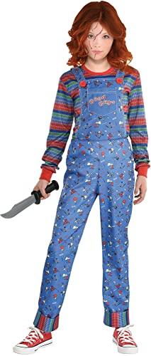 Party City Party City Chucky Costume for Girls - Childs Play Scary Halloween Costume with Jumpsuit & Striped Shirt - Costumes for Halloween, Birthday Parties & Themed Event