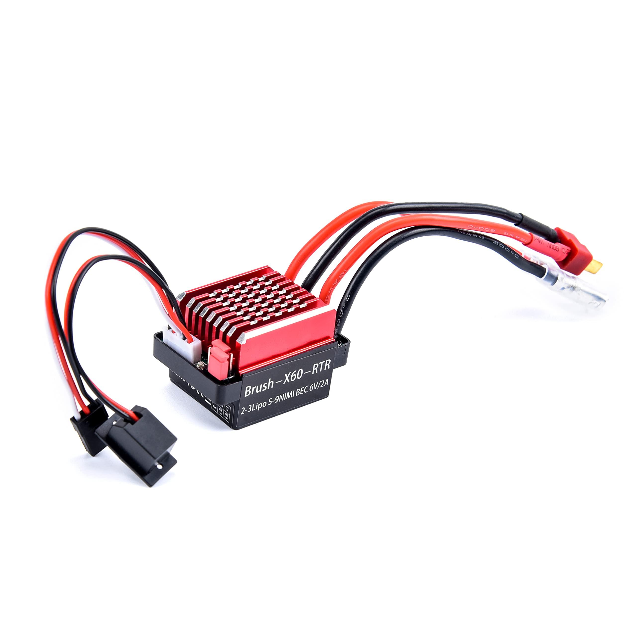 ZeckTeck RC 60A Brushed ESC Electric Speed Controller 6V/2A BEC for 1/10 RC Car Traxxas TRX4 TRX6 D90 HSP Redcat 4WD Truck Monster Crawler
