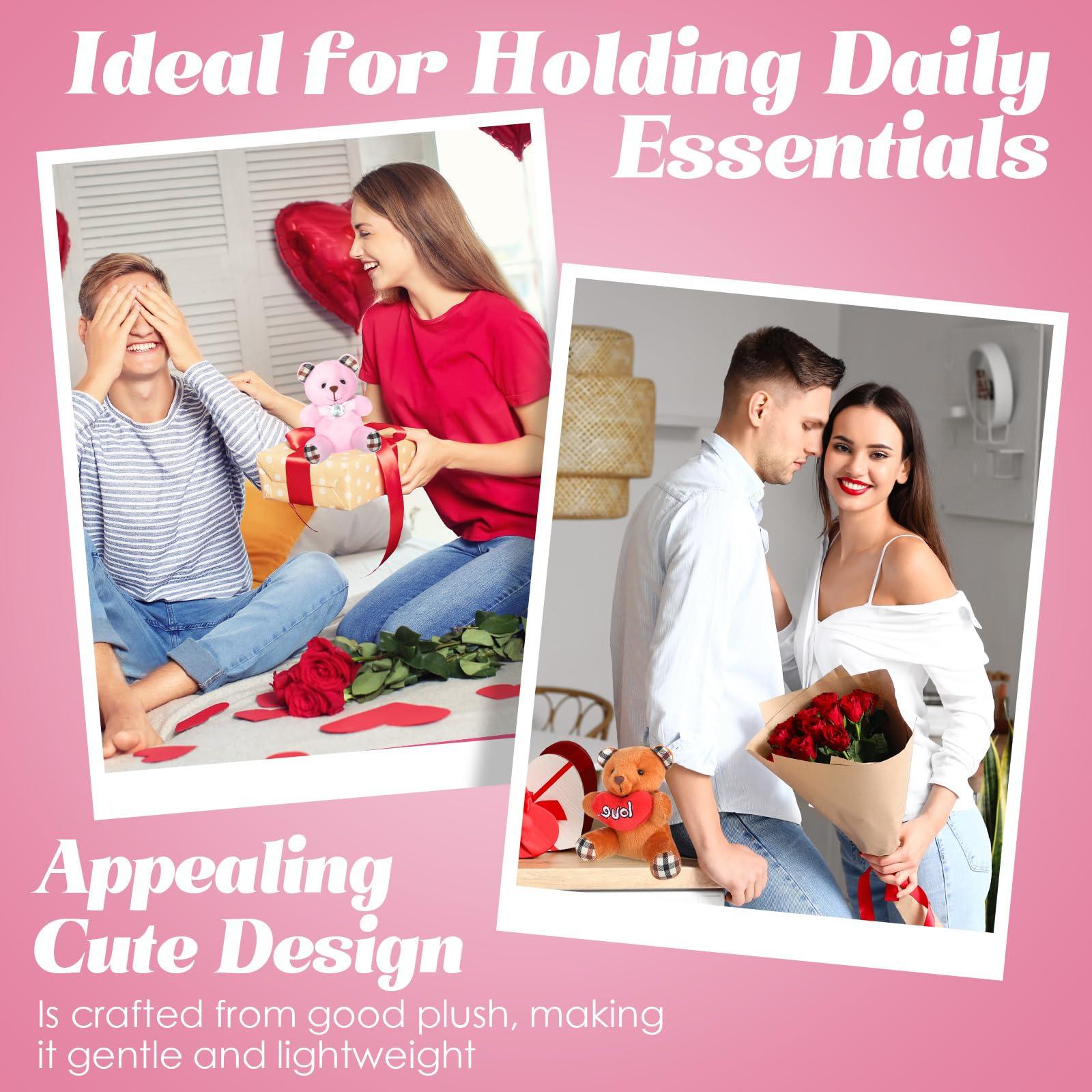 Gemscream Gemscream 12 Pcs Valentine\'s Day Bear Stuffed Animals Bulk 3.5 Inch Soft Plush Bears Doll with Bow Love Heart Cute Bear Baby Shower Decorations Soft Plush Toy for Wedding Birthday Gift Party Favor