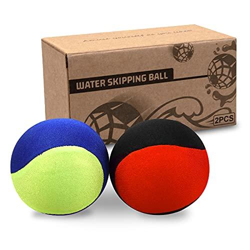 Guard Glasses Guard Glasses Water Skipping Ball Summer Beach Ball 2-Pack Water Bouncing Balls Grip Ball for Beach Swimming Pool River Lake, Red