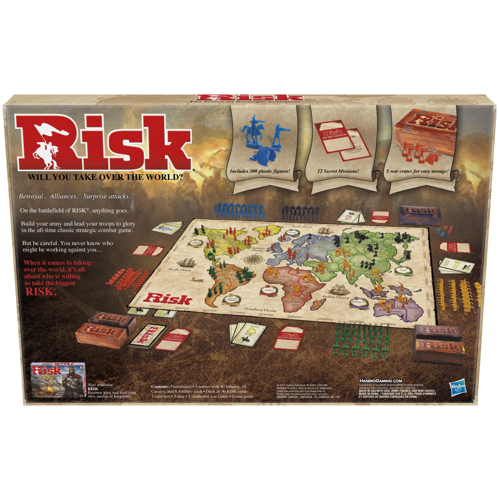 Hasbro Gaming Risk Board Game, Strategy Games for 2-5 Players, Strategy Board Games for Teens, Adults, and Family, War Games, Ages 10 and Up
