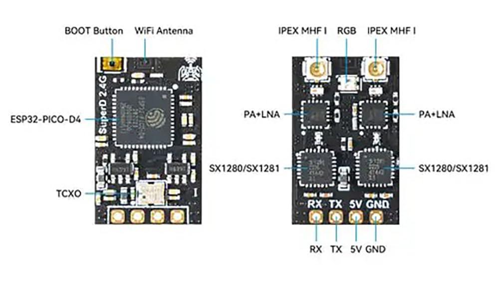 SPARKHOBBY SPARKHOBBY BETA FPV SuperD ELRS 2.4GHz / 915MHz Diversity Double Channel Receiver CRSF Protoco for RC FPV Long Range and Freestyle Drones (1PC SuperD RX 2.4G)