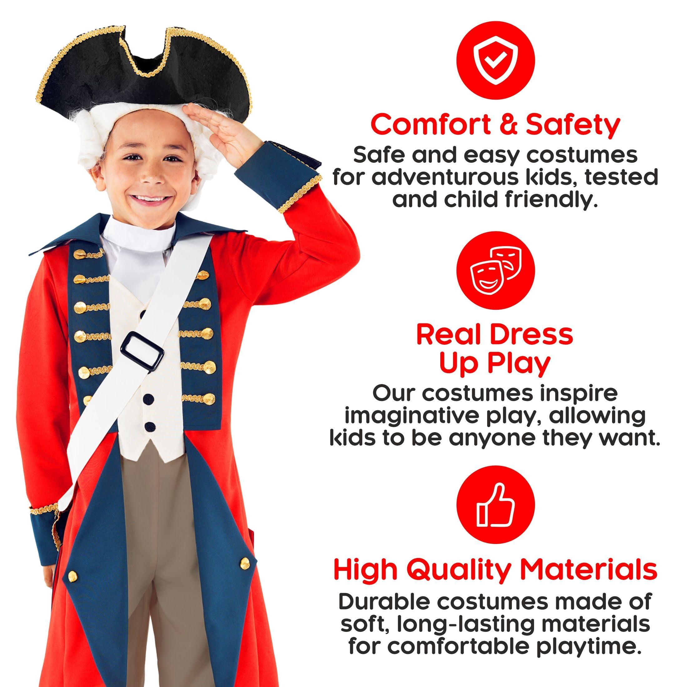 Morph Morph - Revolutionary War Costume Kids - Colonial Costume Boys - British Red Coat Costume - Napoleon Costume Kids S