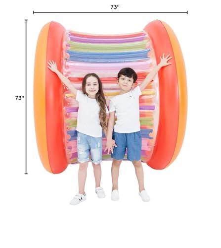 Tzsmat Tzsmat 73\" Diameter Inflatable Giant Colorful Rolling Wheel for Pool Outdoor Backyard Lawn