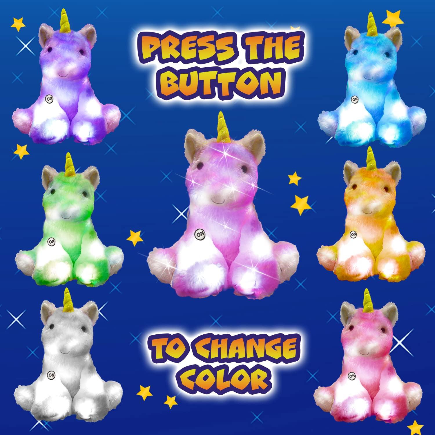 The Noodley The Noodley Rainbow Lites Color Changing Light up Unicorn Stuffed Animals for Girls Plush Sleep Toy Soft Night Light 16 inch