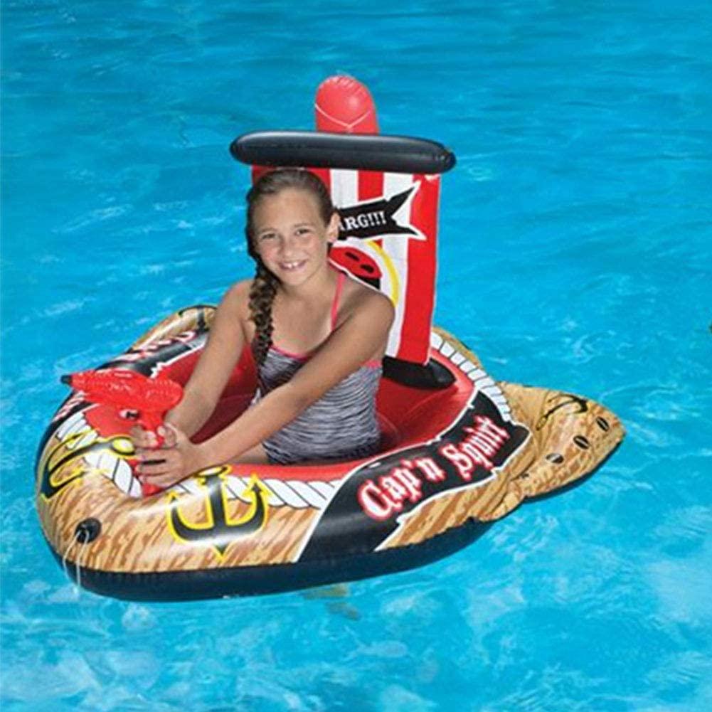 XXF-Shop Pool Float Inflatable Pirate Ship Floating Row, Summer Inflatable Pool Float Water Float Raft Ride on Pool Lounger Novelty Beach Suitable for Children for Chilling in The Pool