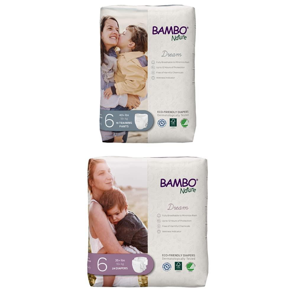 Bambo Nature Bambo Nature Premium Eco-Friendly Training Pants, Size 6, 19 Count and Baby Diapers, Size 6, 24 Count