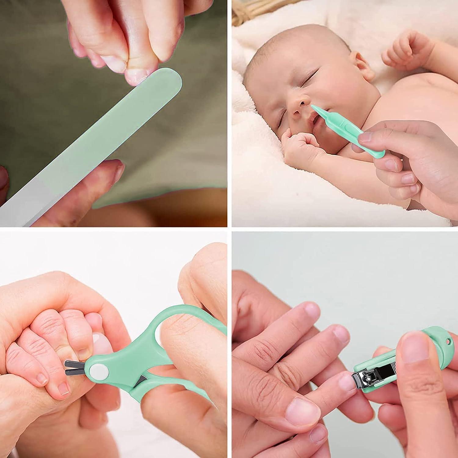 Qunlions life Baby Nail Trimmer Electric-12 in 1 Baby Nail Clippers Safe Baby Nail File Kit with a Nail Clipper, Scissor, Tweezers, and Nail Files (Pink+)