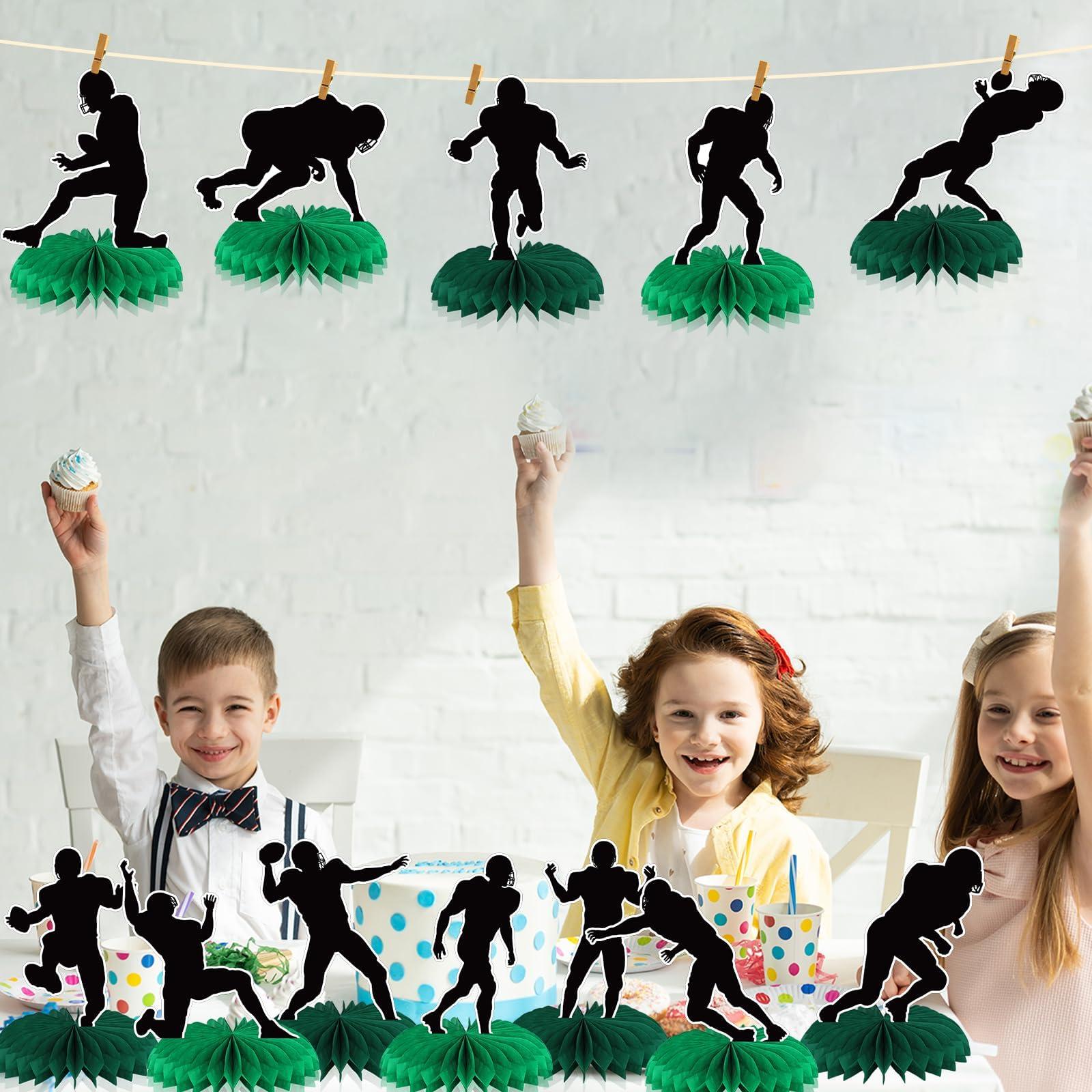 QOUBAI QOUBAI 12Pcs Football Honeycomb Centerpieces Football Player Party Decorations Sports Party Decor Table Toppers Birthday Party Decoration for Baby Shower Gameday Tailgate Party Favor Supplies