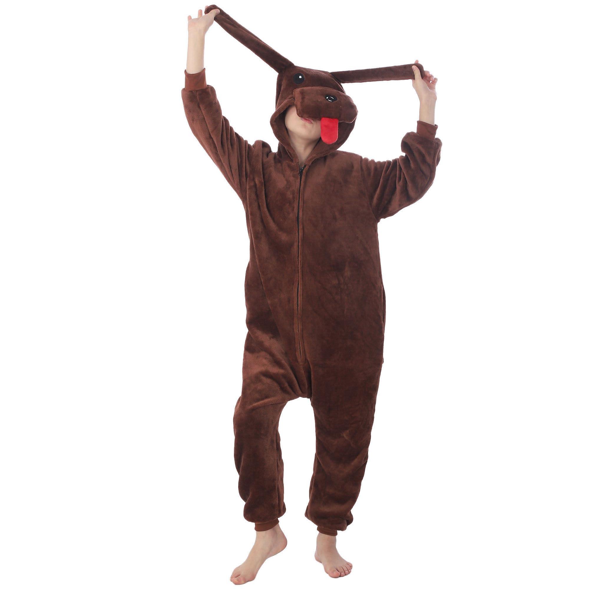 WAFUNNE WAFUNNE Animal Onesie Costume for Kids Child Boys Girls Womens Mens Cosplay Halloween Costumes Easter Onesies Tedy Dog 140