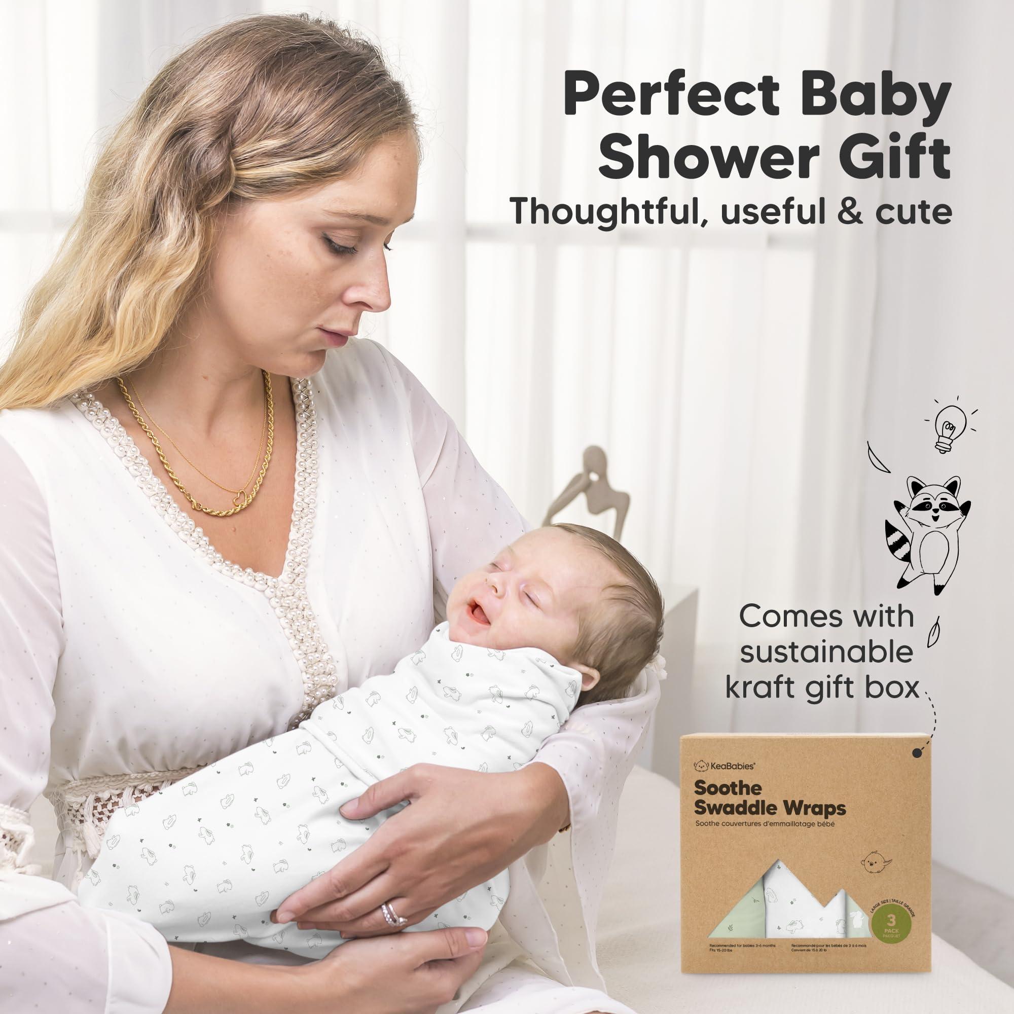 KeaBabies 3-Pack Organic Baby Swaddle Sleep Sacks - Newborn Swaddle Sack, Ergonomic Baby Swaddles 0-6 Months,Swaddles for Newborns, Baby Sleep Sack, Baby Swaddle Blanket Wrap,Baby Essentials(Bunnies, L)