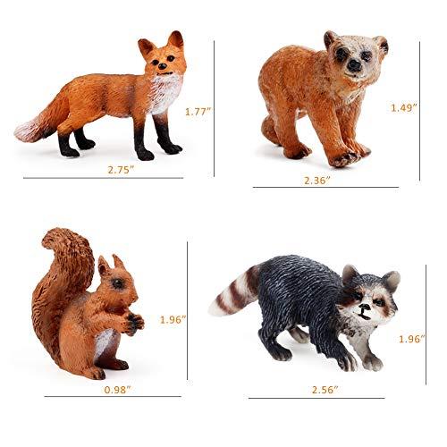 UANDME 10pcs Forest Animals Figures, Woodland Creatures Figurines, Miniature Toys Cake Toppers