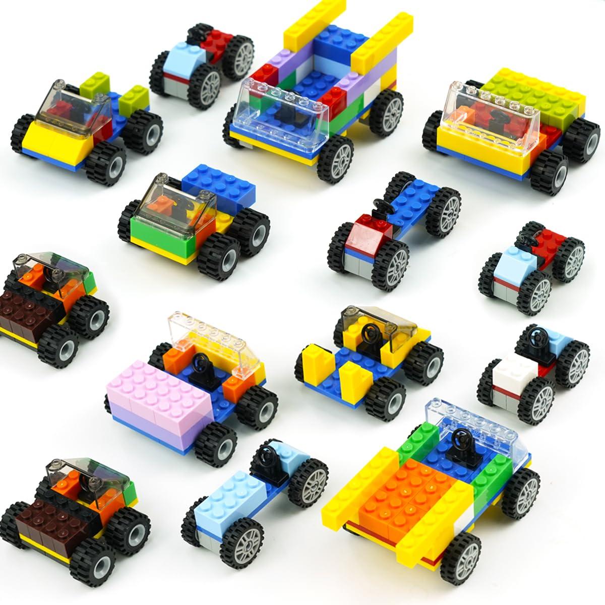 Pamvava Classic Bricks Wheels and Axles Sets, Over 400pcs Car Parts and Pieces Tires, Educational Building Kits Toys