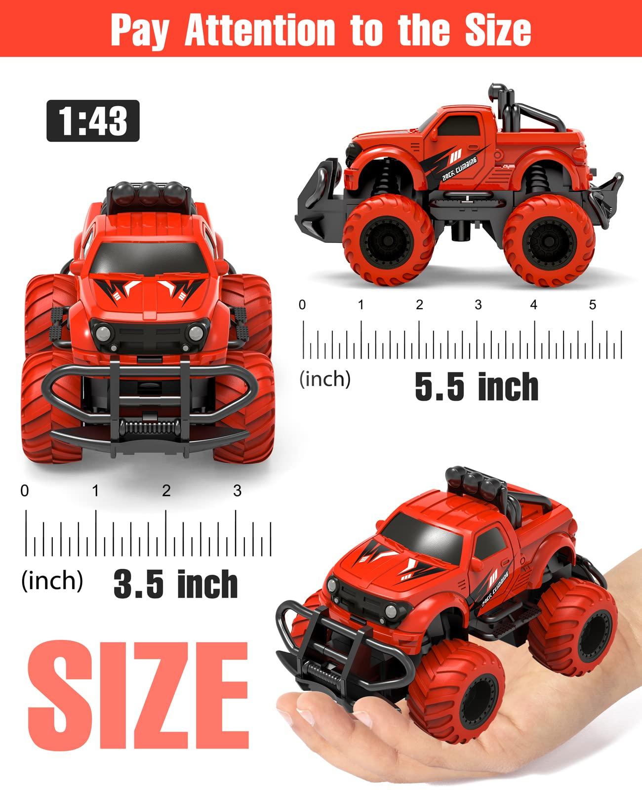 EHO EHO Remote Control Car for Boys 4-7, Monster Truck Toys for 3 4 5 6 Years Old Boys, 2.4Ghz Rc Car Boys Toys Age 4-5, 1/43 Mini Car Toy for 3 4 5 6 Years Old Boys Girls Gifts for 3-6 Years Old