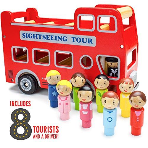 Imagination Generation Imagination Generation Wooden Wheels Natural Beechwood Chunky Cars and Vehicles for Children +12 Months | Double Decker Bus