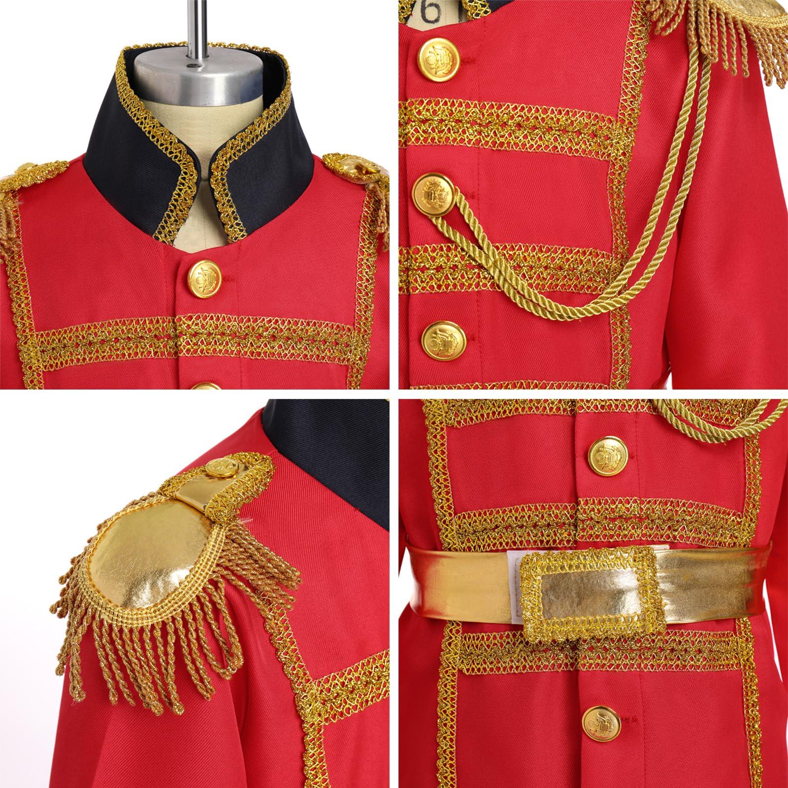 IBAKOM Prince Charming Costume for Boys Halloween Christmas Cosplay Outfits Toddler Boy Prince Outfits Kids Medieval Royal Knight Dress Up with King Crown Red Coat Hero Costume Red+BlacK (4PCS? 3-4 Years