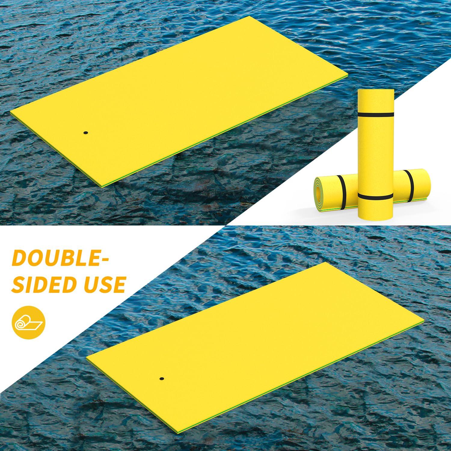 GUINGFUN GUINGFUN 9/12/18FT 3-Layer Lily Pad Floating Mat, Double-Sided Use Floating Water Mat, Floating Mat for Lake, Water Mat Suitable for Adult and Children(12FT Yellow)