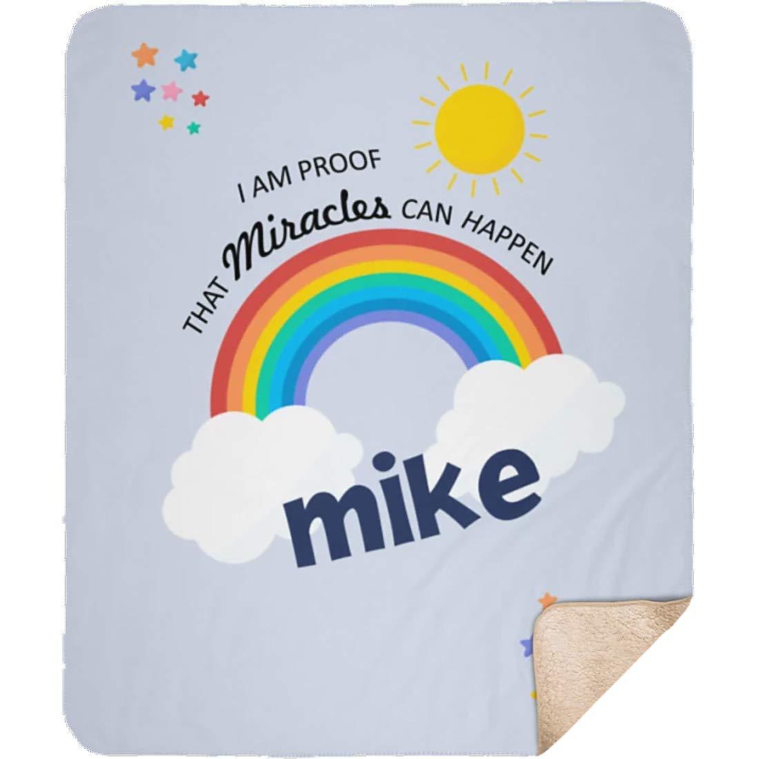 Yeh Gift Personalizead Baby Name Blanket for Girls and Boys. Proof That Miracles Can Happen Customized Rainbow Blanket from Baby's Name Gift for Baby Newborn, Birthday, Christmas, Holidays. (Sherpa, 50"x60")