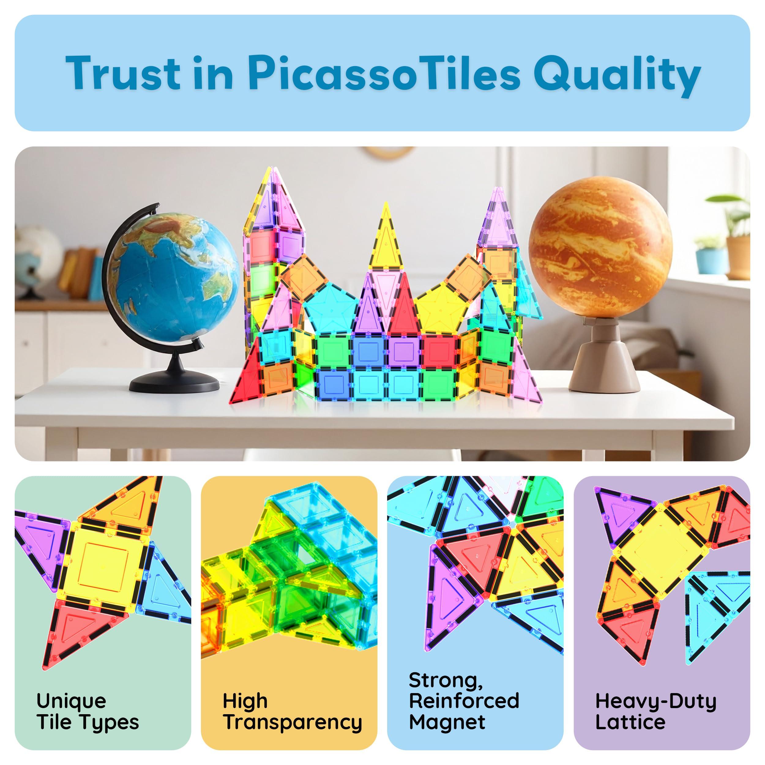 PicassoTiles PicassoTiles Magnetic Building Block Rocket Booster Theme Set Magnet Construction Toy Educational Kit Engineering STEM Learning Playset Child Brain Development Stacking Blocks Playboard PT32