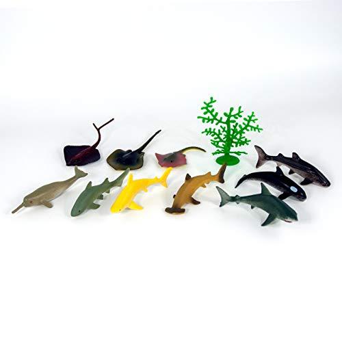 Cubitube Cubitube - Shark from Deluxebase. 11 Piece Small Shark Figurines and Play Accessories Collection. Reusable Plastic Storage Tube of Ocean Mini replicas.
