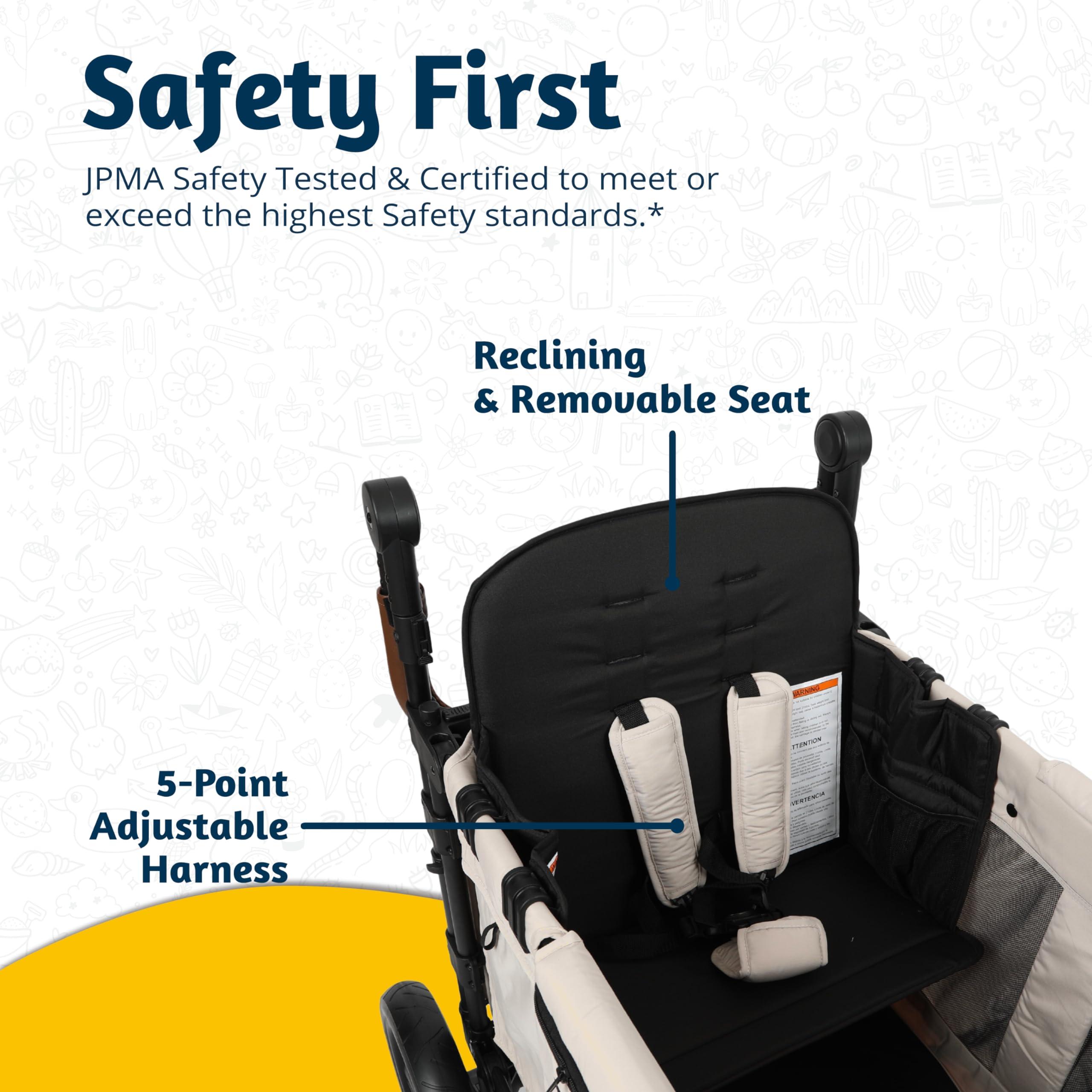 Keenz Keenz XC 2.0 - Luxury Comfort Stroller Wagon | Foldable 2 Passenger Double Seater with Adjustable Canopy | Cream