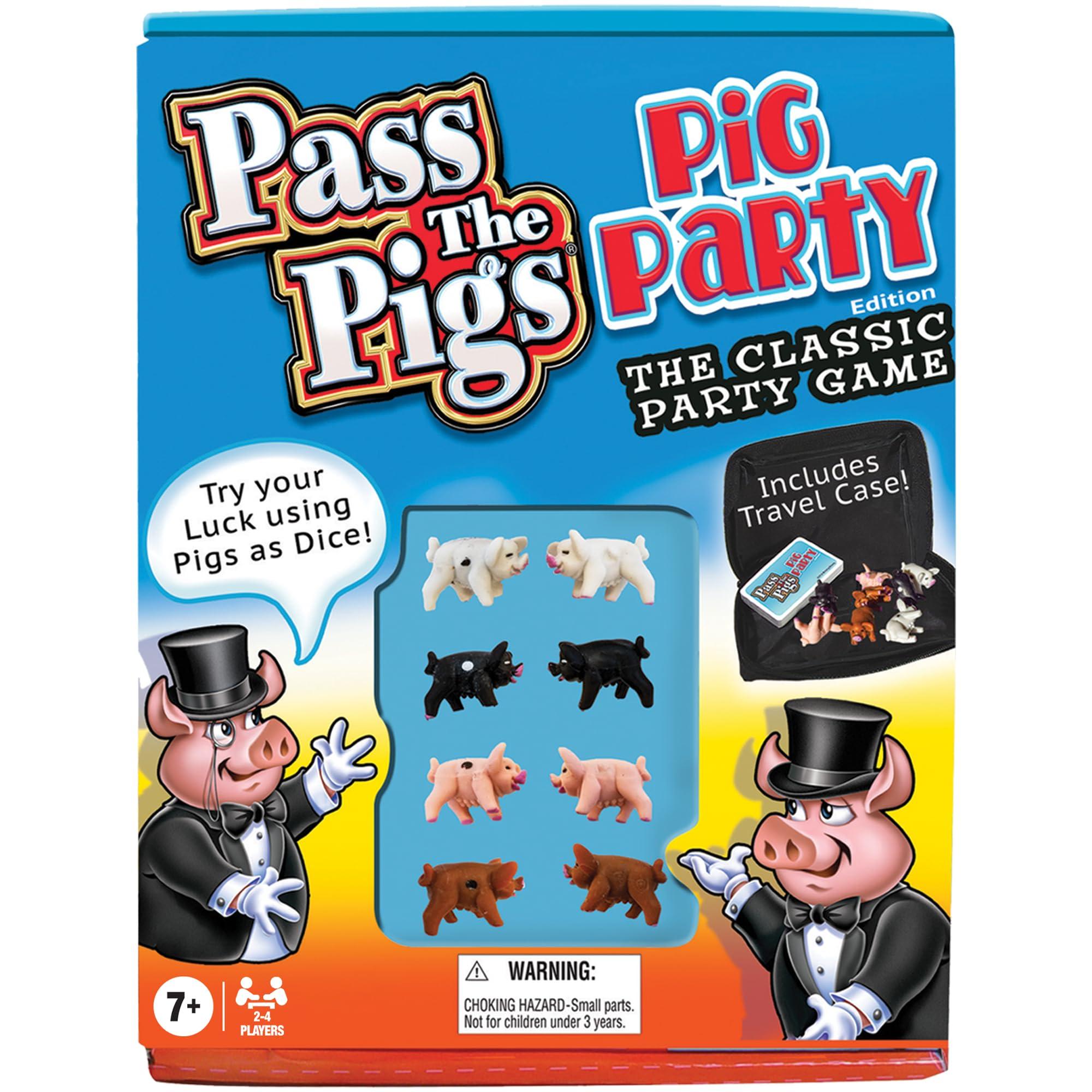 Winning Moves Games Pass The Pigs: Pig Party Edition by Winning Moves Games USA, Try Your Luck Using Pigs as Dice, Up to 4 Players Can Now All Play Pass The Pigs at The Same Time, Ages 7+ (1149)