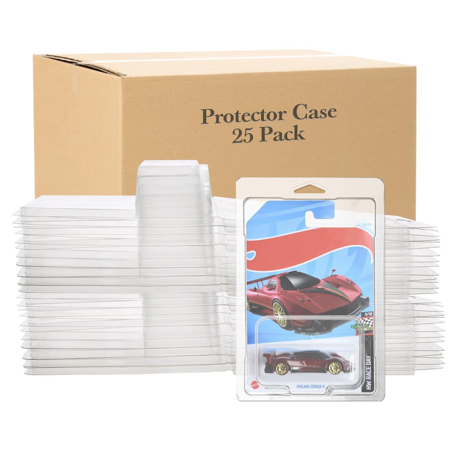 Acfunique 25 Pcs Protector Case Compatible with Hot Wheels Display Case Storage Case Plastic Model Car Clamshell Cases Display Clear Die Cast Car Blister Pack Covers Protector for Hotwheels Toy Car Set