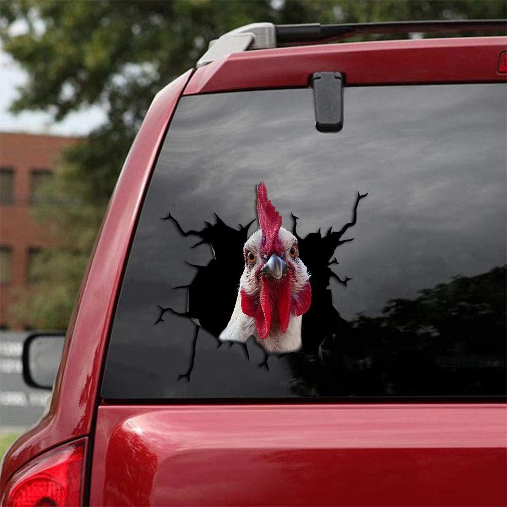 Ocean Gift Ocean Gift Chicken Car Decals, Wall Decals Stickers Pack of 2 - Realistic Car Stickers Design Series 13 Size 10" x 10"