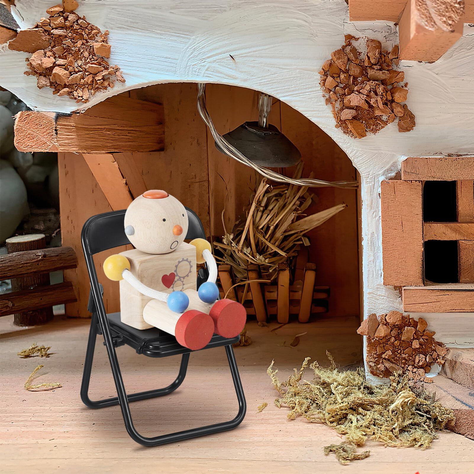 HOLIDYOYO HOLIDYOYO 24Pcs Mini Foldable Chairs, Dollhouse Mini Furniture Doll Chair, Miniature Folding Chairs, Funny Cell Phone Stand Holder, Miniature Plastic Chair, for Dollhouse Decoration