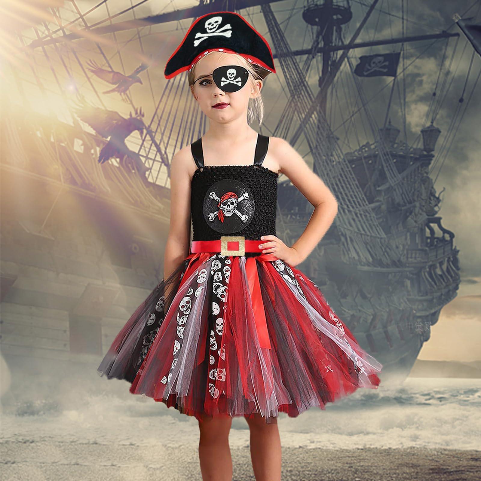 Timisea Timisea Pirate Costume Kit for Girls, Pirate Tutu Dress for Halloween, Girls Pirate Accessory Set, Pirate Costume Toddle