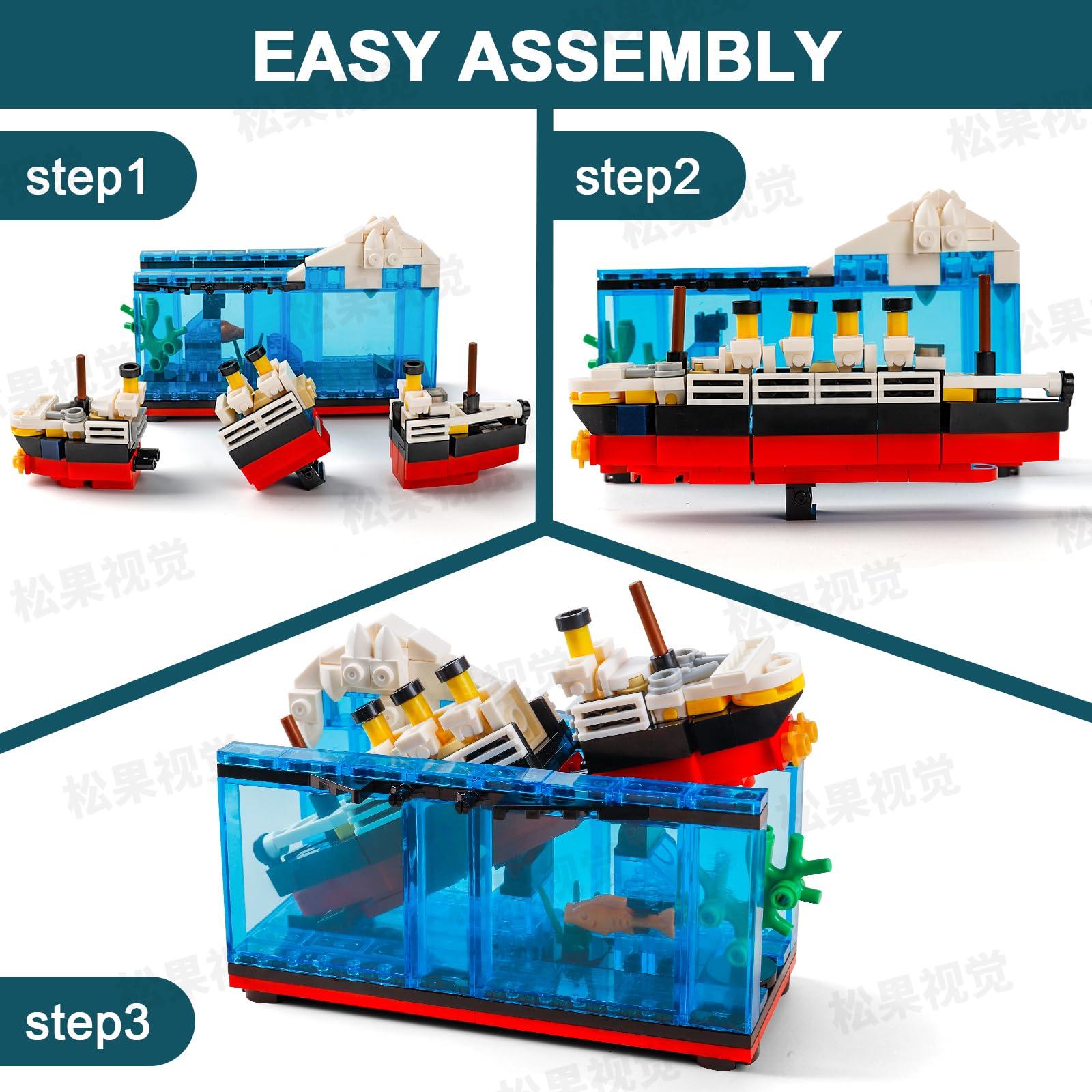 PYPIBAWLY PYPIBAWLY Titanic Sink and Break in Half Toy Building Blocks Set, Titanic Toys for Kids, Titanic Cruise Ship Model Toy, Titanic Model Ship Kit, Boat Bricks Kit 247 PCs