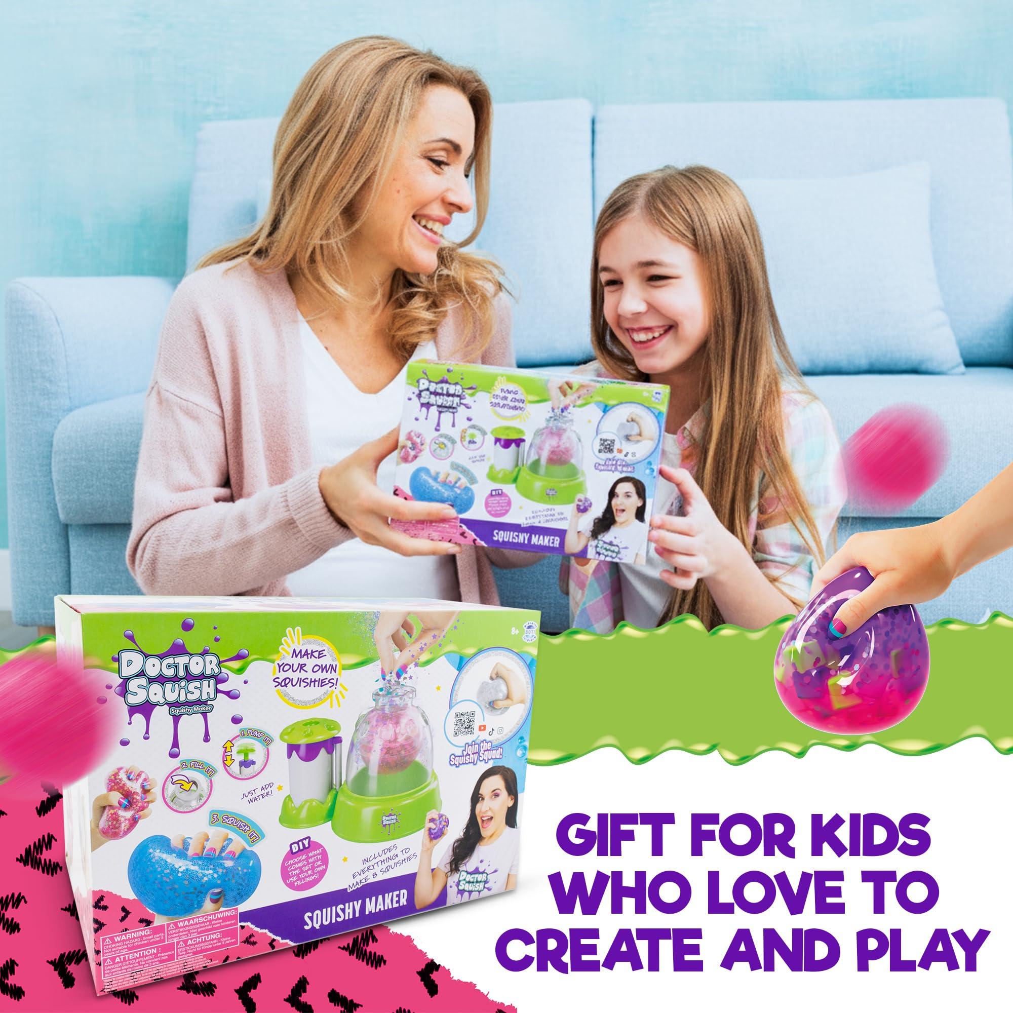 Doctor Squish Doctor Squish: Squishy Maker, New Shiny Glitter Station Maker, Decorate with Confetti, Sparkles & Colored Ink, Variety of Sizes, Just Add Water to Make Your Own Slime, for Ages 8 & up