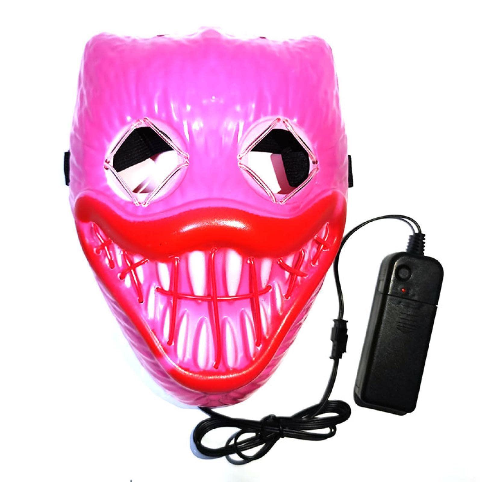 RUANI Halloween Bobby Glow Mask Cold Light Mask Glow Mask Horror Mask Pink+Wite