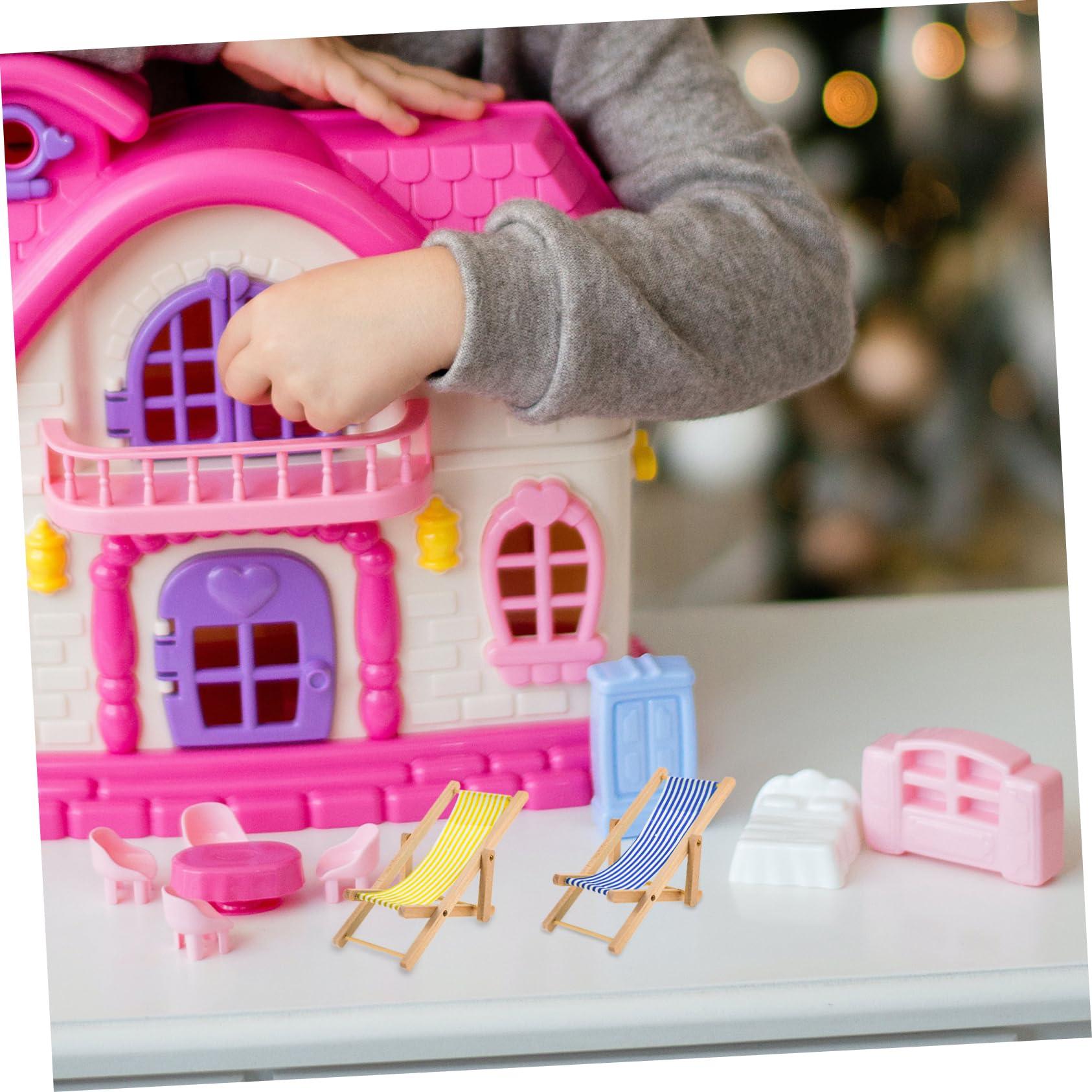 PRETYZOOM 6pcs Beach Chair Model Mini House Chair Model Miniature Chair Miniature Folding Chairs Folding Miniature Lounge Chair Mini Foldable Beach Chair Miniature Beach Chair Mini Ornament