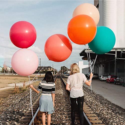 IN-JOOYAA IN-JOOYAA 36 Inch Big Round Balloons 5 Pack Teal Blue Thick Jumbo Latex Balloons for Party Decorations