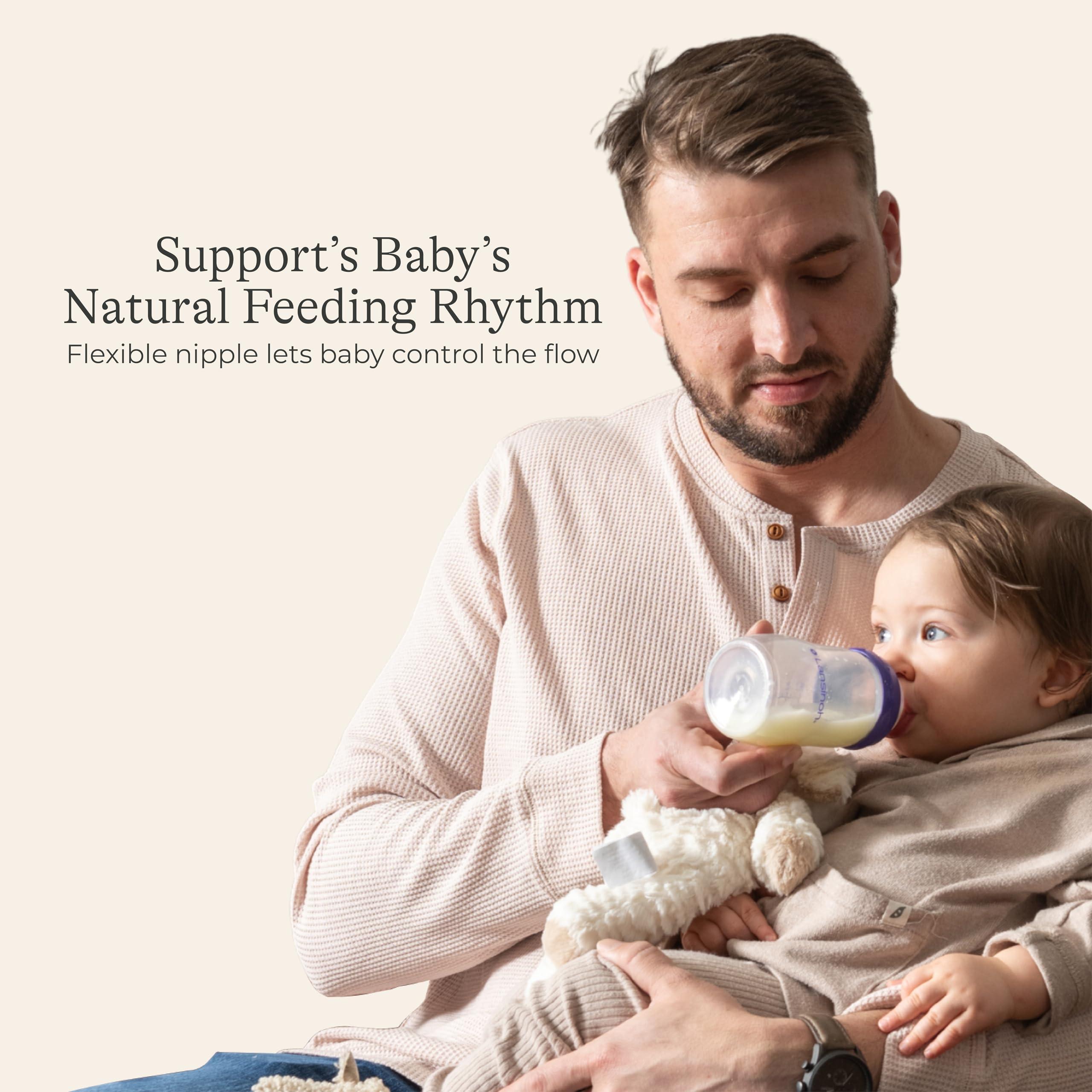 Lansinoh Lansinoh Anti-Colic Baby Bottles for Breastfeeding Babies, 8 Ounces, 6 Count, Includes 6 Medium Flow Nipples, Size M