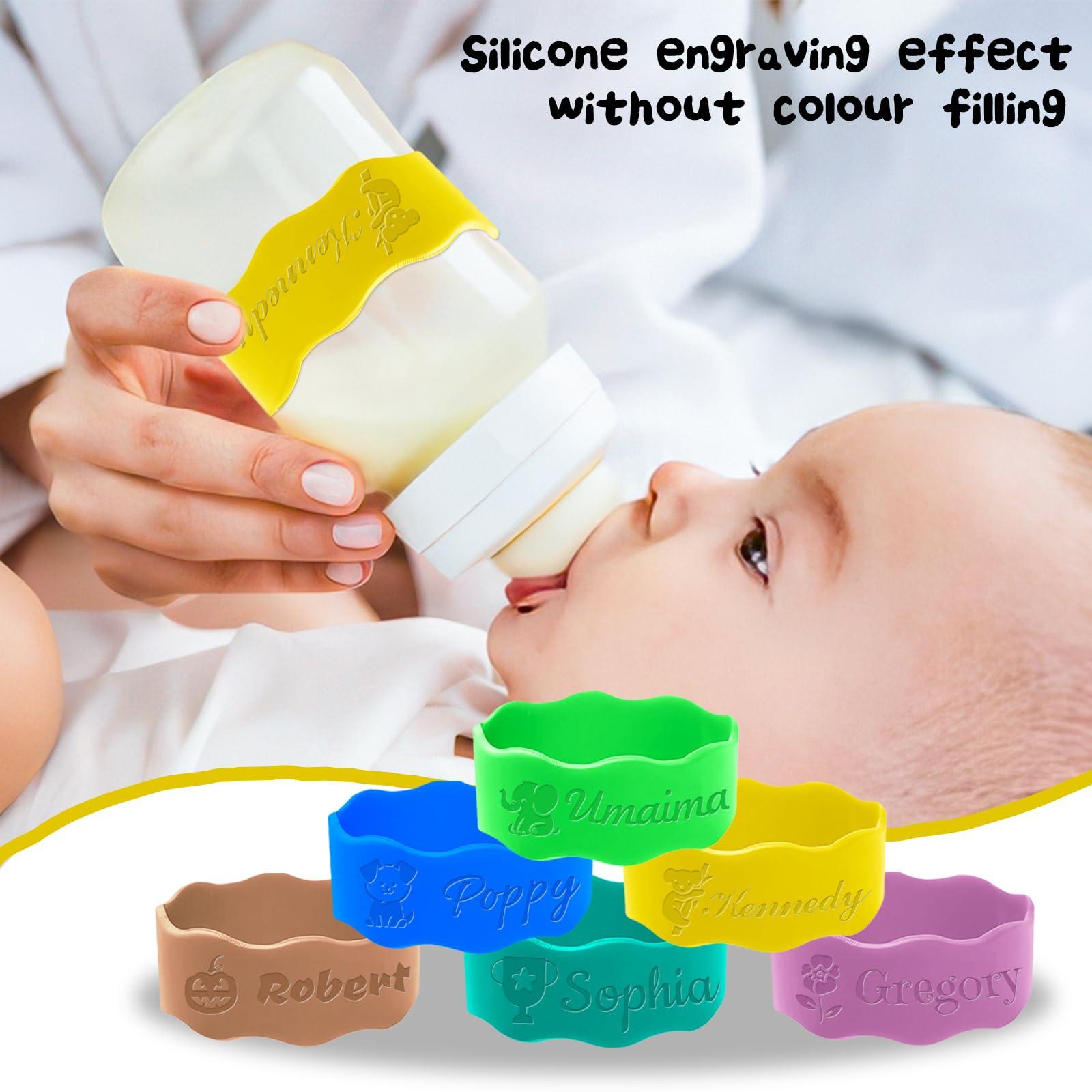 Coregiftr Water Bottle Labels Personalized Bottle Labels Daycare Reusable,Silicone Baby Bottle Water Bottle Name Bands,Water Bottle Labels Waterproof Material Pack of 3