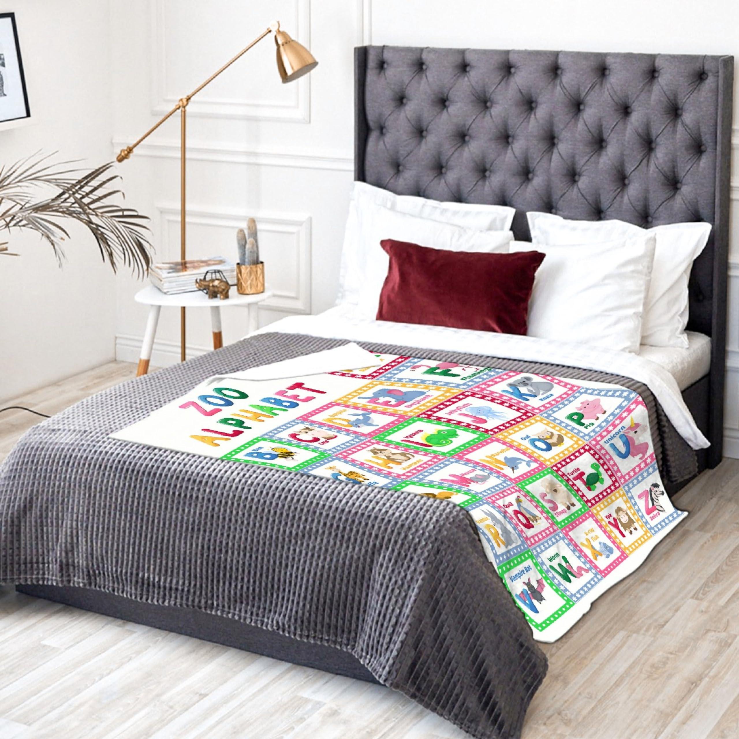 YABUKITA YABUKITA Animal Alphabet Blanket Throw ABC Throw Blanket Educational Learning Throw Blanket Alphabet Nursery Decor for Bedroom Playroom 40x50in for Kids/Child