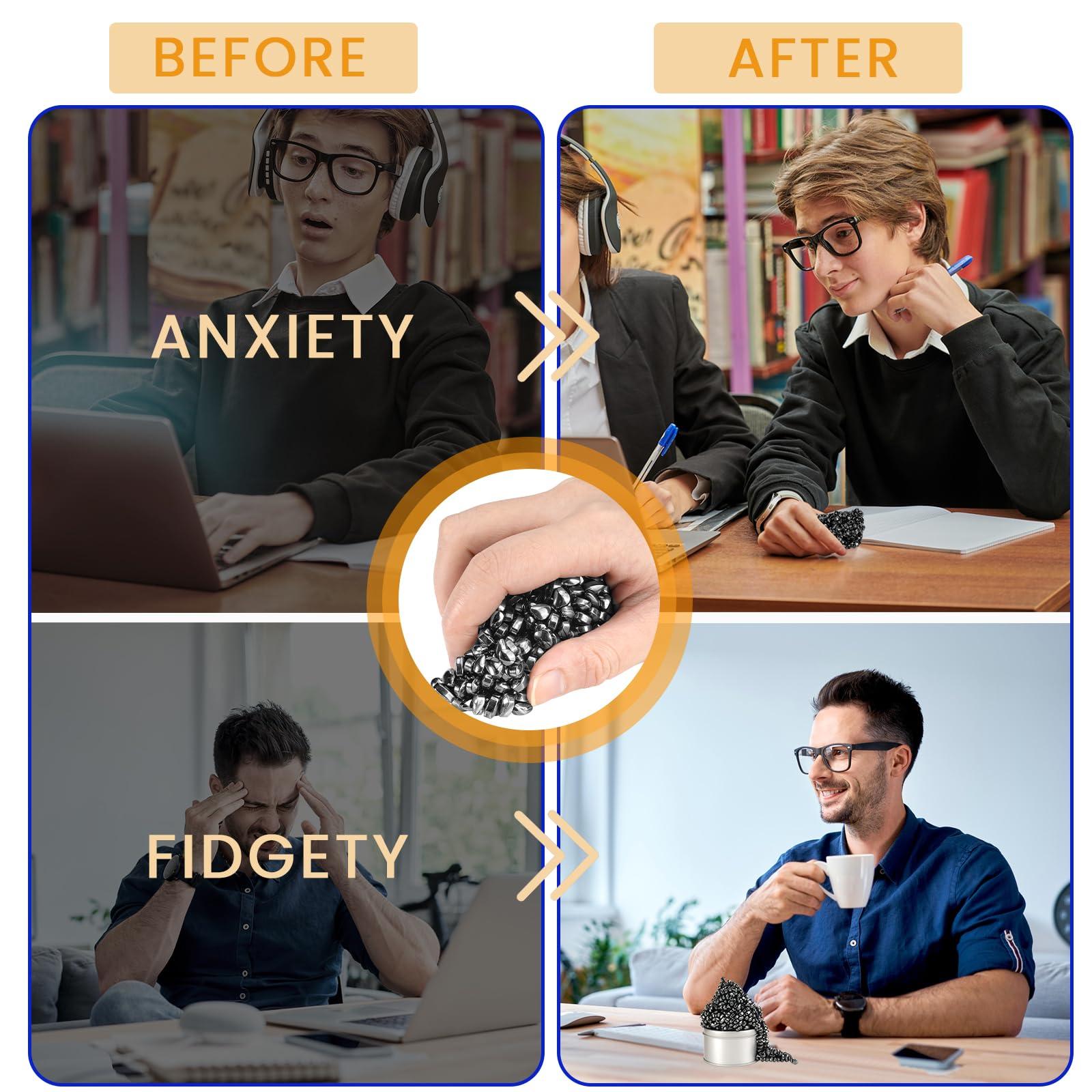 LECTRUS LECTRUS Magnetic Balls Over 600 PCS Mini Magnetic Putty, with 2 Big Smooth Magnetic Beads, Fidget Toys for Adult, Weak Ferrite Putty Desk Toys for Office (Black)