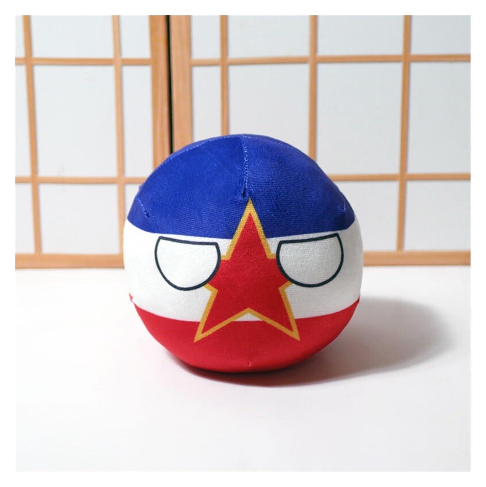 GANGKJDS GANGKJDS Polandball Countryballs Plush Doll Ukraine Spain Hungary Portugal Romania Greece Austria Mexico Poland Ball Pendant 9cm(Yugoslavia)