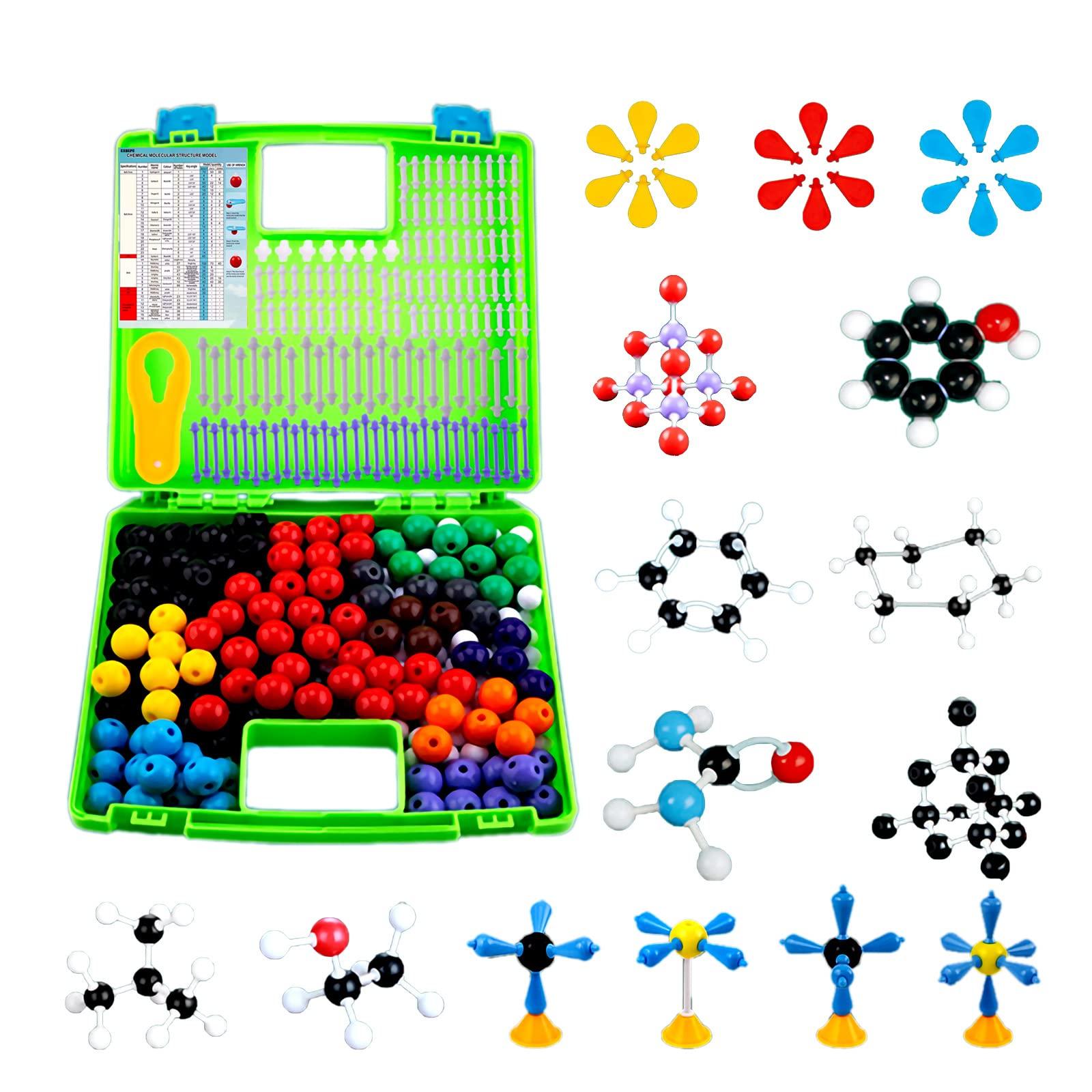 EXBEPE EXBEPE Comprehensive Chemistry Molecular Model Kit 406pc Organic and Inorganic STEM Set,Middle,High School,and College Supplies, Educational Science Set Learning Structure and Reactions Student Gifts